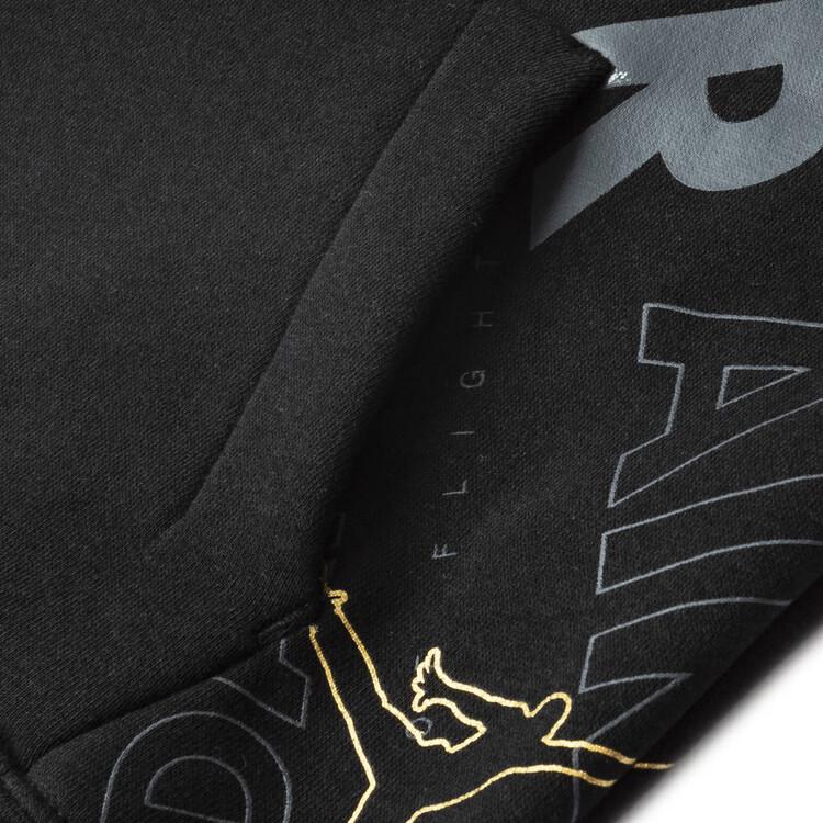 Jordan Sweatshirt Kids' Apparel, Letter Logo All Over Print Thermal Fleece Lined Hooded Long Sleeved Jet Black Kids' JD2242049GS-001