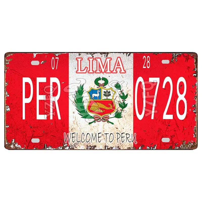 Lima Cusco Placas de Metal Vintage para Viagem Placa de Licença Cartaz Decorativo para Clube Arte de Parede Decoração de Casa 30X15CM DC-1033A