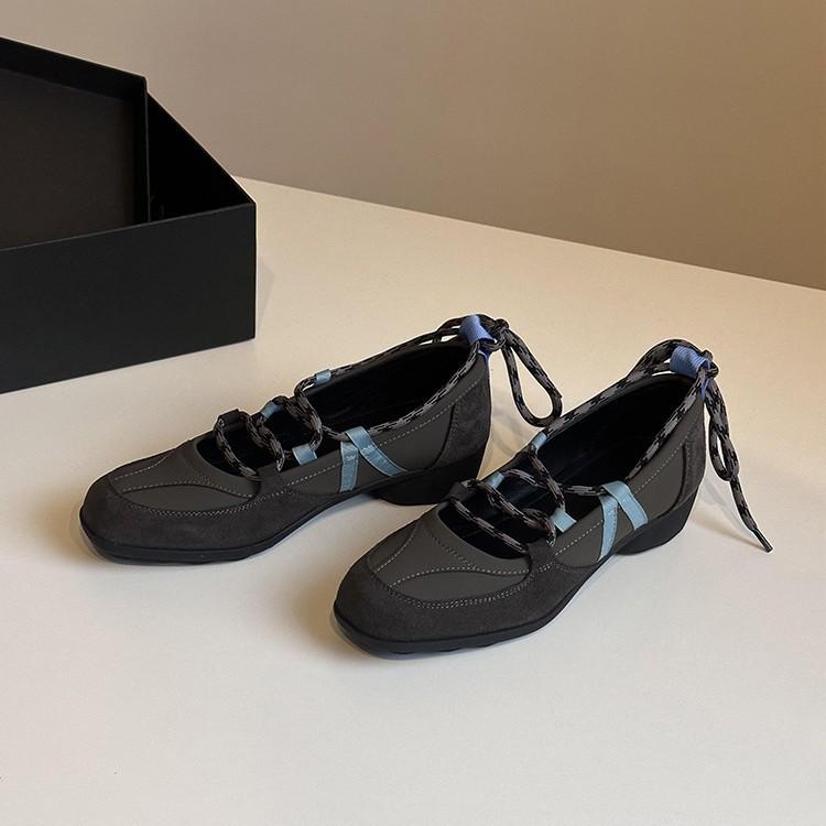 Soft leather version~ super fire versatile round head ballet shoes women's 2025 autumn and winter new straps casual Mary Jane single shoes