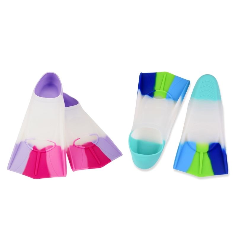 Swim Training Fins Travel Size Flippers Comfortable Silicone Swimming Fins Training Short Flippers for Kids Adult