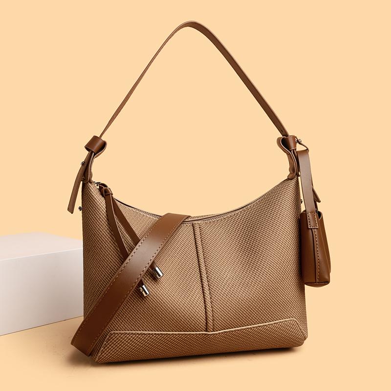 Women's Textured Hobo Bag Stylish Shoulder Bag with Detachable Small Pouch for Daily Use