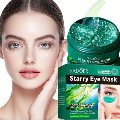 60pcs Collagen Gel Eye Mask for Dark Circles & Wrinkles-Seaweed Collagen Star-Shaped Patches,Hydrating Gel Patch To & Eye Wrinkles,Gel-Based Under-Eye