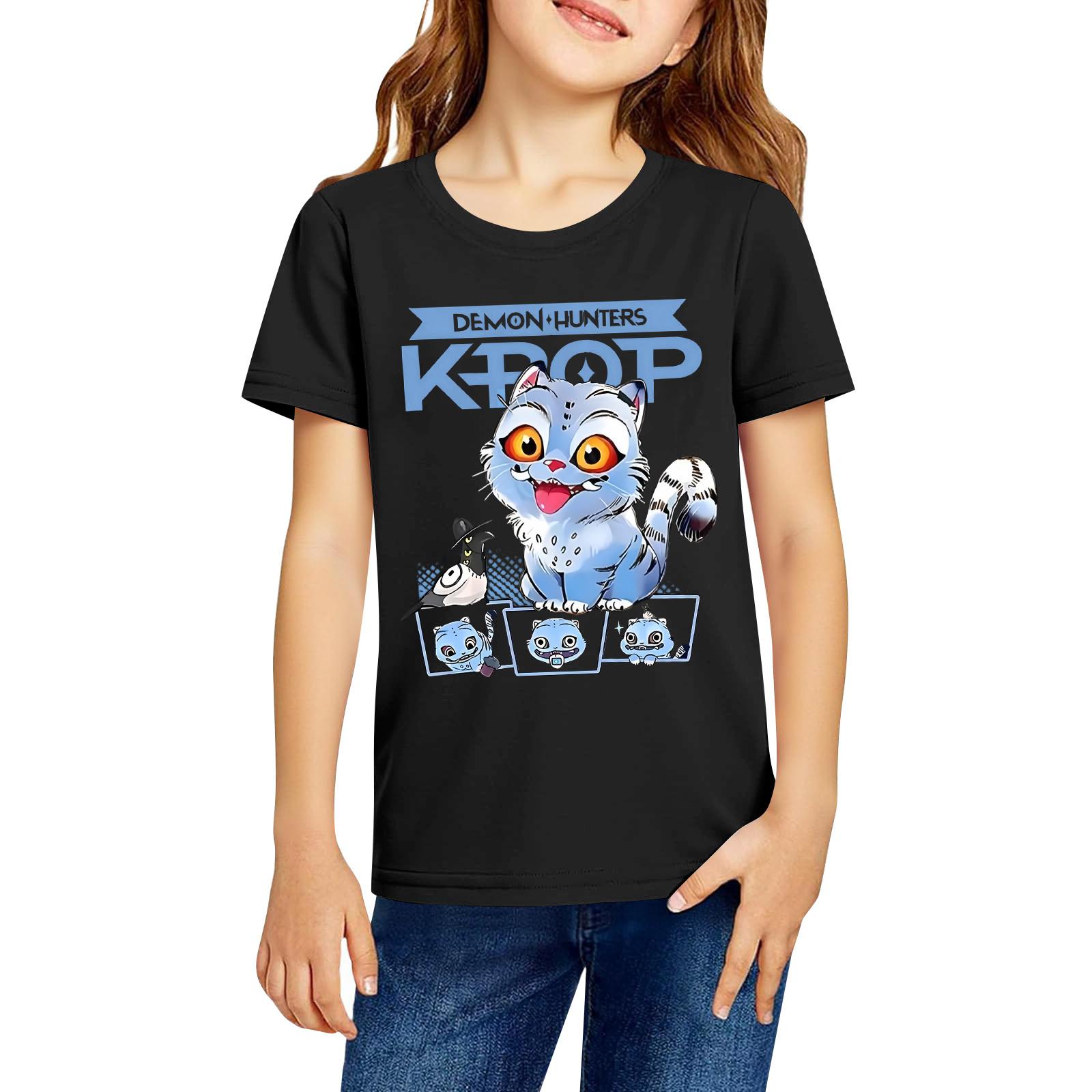 

Модная рабочая одежда с короткими рукавами и круглым вырезом, топы с принтом для детских летних топов 160