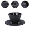 Czarny żeliwny czarek i podkładka, tradycyjny kubek do herbaty do pracy