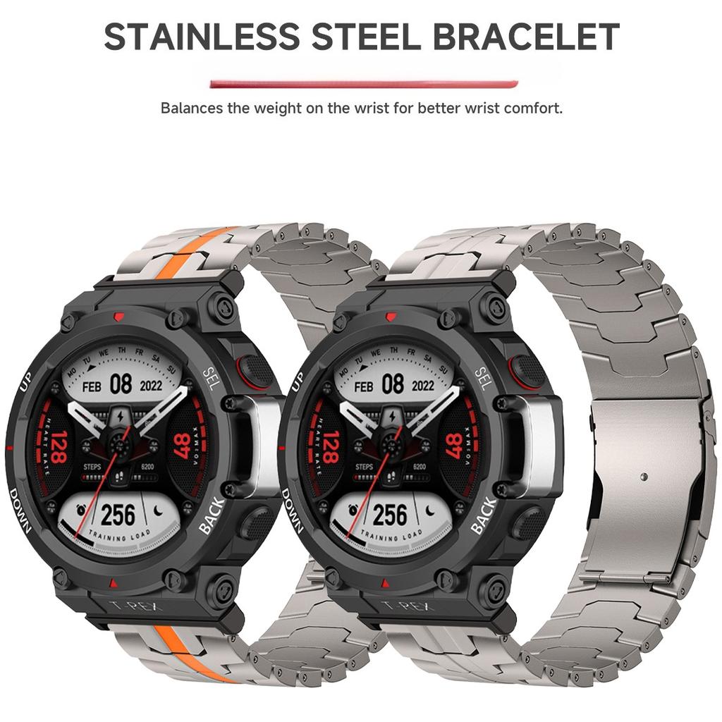 Kovový náramek pro Amazfit T-REX 3/2 Correa Obchodní náramek z nerezové oceli pro Amzafti T-REX3 Náramek T-REX/T-REX Pro