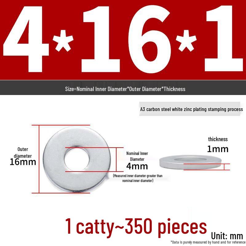 Extra Large Galvanized Metal Flat Washer - Thickened Round Screw Washer M6-M16