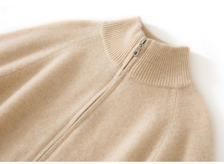 Pure Cashmere Women's Loose Knit Zipper Cardigan Sweater