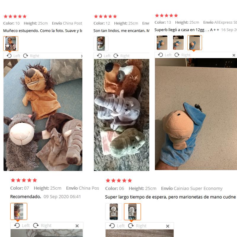 Original 25Cm Hand Puppet Soft Plush Toys Cute Elephant Lion Monkey Animal Stuffed Puppet Pretend Story Dolls Gift For Children