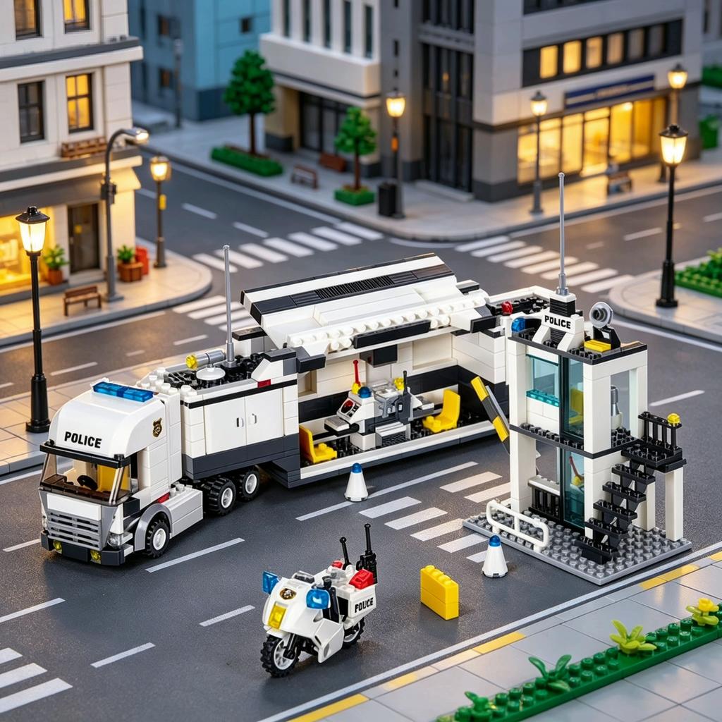 Urban area High-Quality Police Space facility High-Quality Building High-Quality Block Construction set Collection kit High-Quality Prison