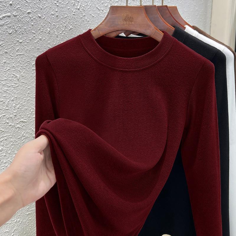 Long-sleeved Shirt for Women's Summer Wear Merino Wool Round Neck Waist Slim-fitting Bottoming Shirt
