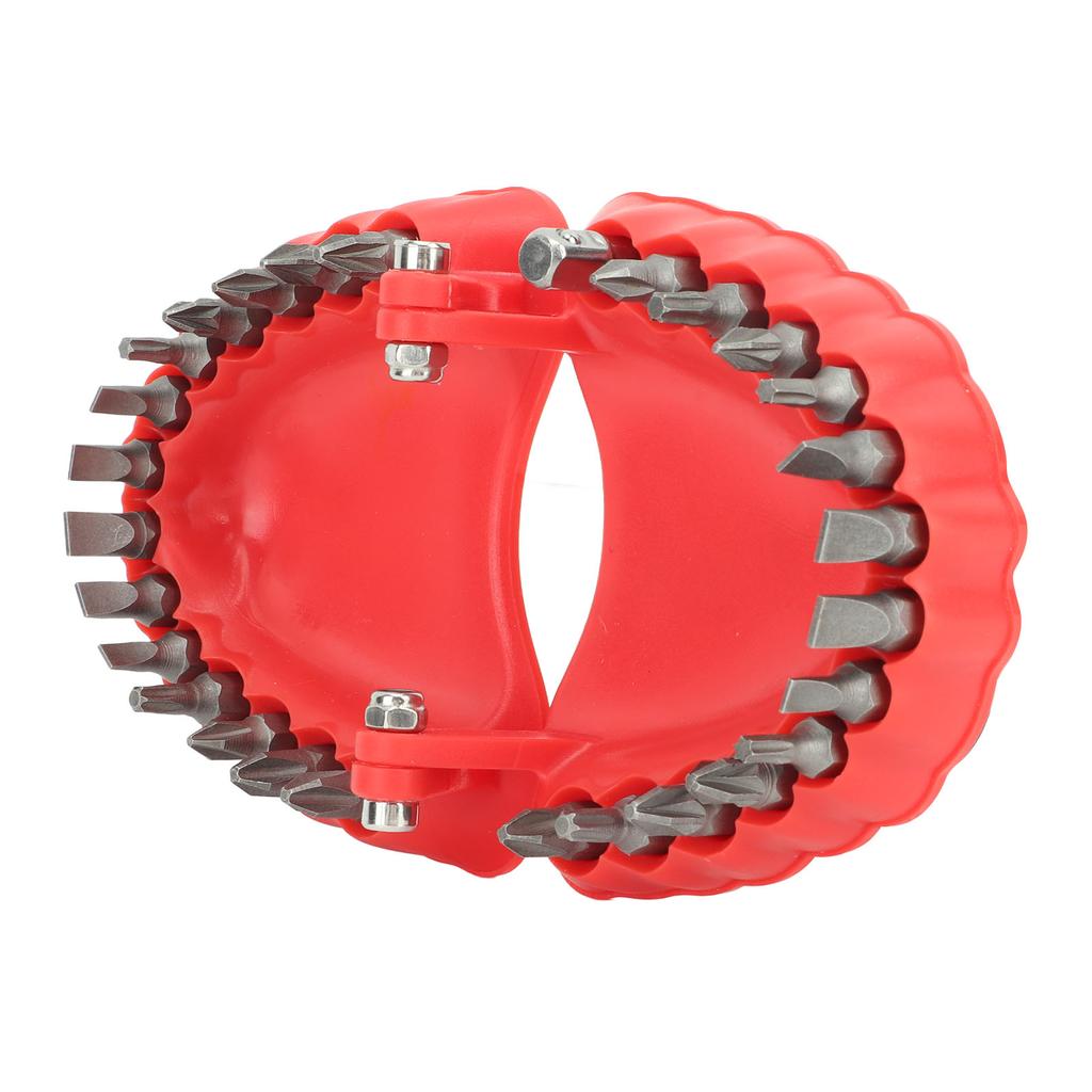 Denture Drill Bit Holder Denture Screwdriver Organizer 3D Sculpture Desk Decor 28 Holes Red With Bits