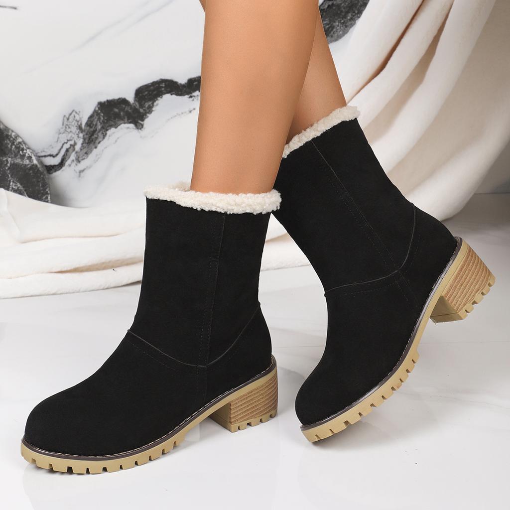 Women Suede Boots Spring Autumn Fashion Round Toe Casual Shoes Winter Warm Boots Outdoor Comfortable