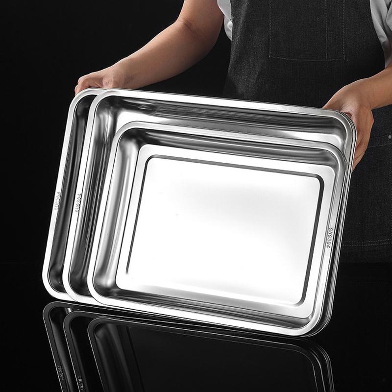 Edelstahl Barbecue Teeaufbewahrung Serviertabletts Rechteck Gedämpfter Reis Wurst Teller Grill Fleisch Restaurant Metallutensilien 1Stk.
