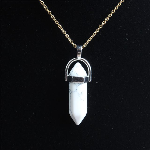 29 stil 42 cm colier din piatră de cristal naturală pilon hexagonal pandantiv cu lanț din aur din oțel inoxidabil pentru bijuterii diy bărbați și femei