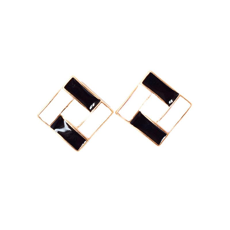 Korean-Japanese Geometric Colorful Drip Oil Celebrity Stud Earrings – Trendy, Fashionable, Versatile Women s Accessories.