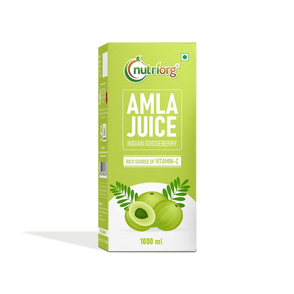 Nutriorg Natürlicher Amla-Saft 1 Liter | Rein, Kaltgepresst & Mit Fruchtfleisch Extrahiert | Kein Zuckerzusatz | Reich an Vitamin C | Wohltuend für gesundes Haar & Haut