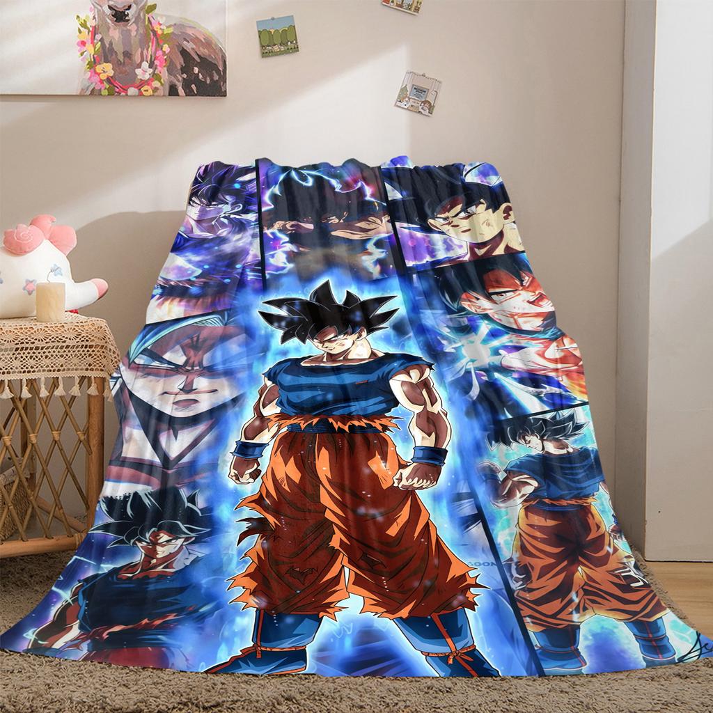 1PC Son Goku Print Flannel Blanket, High quality All Seasons, Home Decor, Warmth and Comfort, Perfect for Christmas Gifts