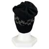 Ausgezeichnete MONCLER Strickmütze BERRETTO Logo-Patch schwarze Baumwolle Damen Gebraucht