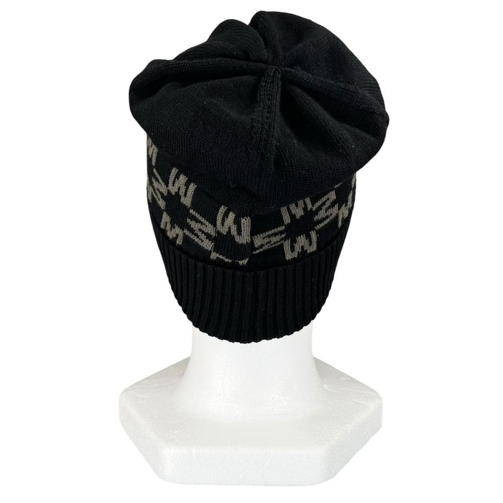 Ausgezeichnete MONCLER Strickmütze BERRETTO Logo-Patch schwarze Baumwolle Damen Gebraucht