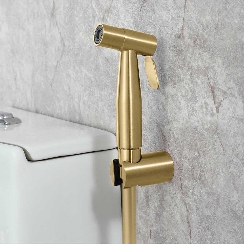 Bathroom Modern Wall-mounted Shower Bidet Sprayer Brushed Gold Hotel Toilet Use Easy Installation Water Bidet Shattaf