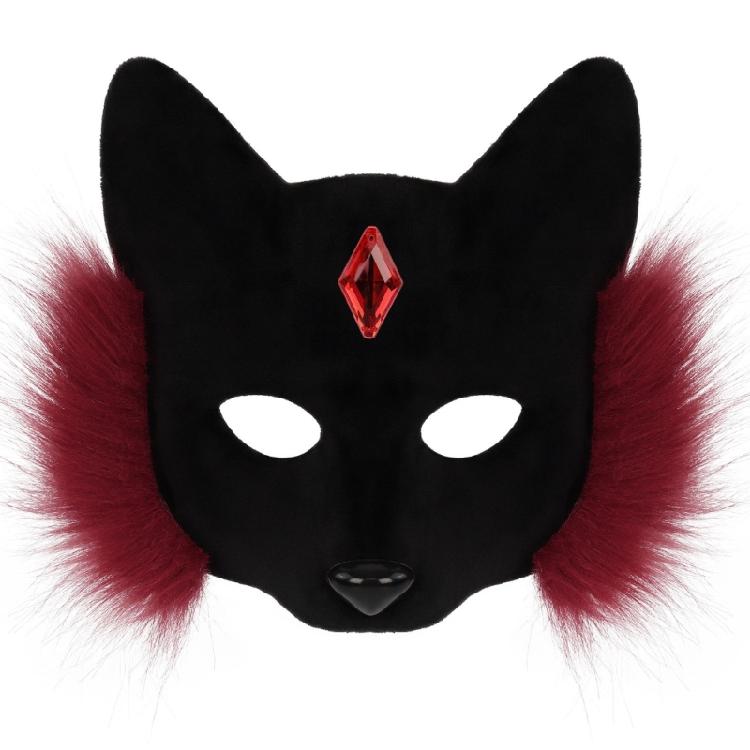Faux Furs Wolf Foxes Mask Plush Cats Half Face Mask Foxes Cats Wolf Cosplay Costume for Masquerades Halloween Christmas