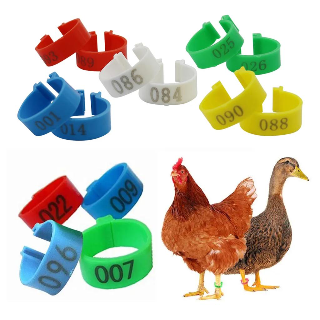1Pack/100Pcs Inner Diameter 2.5cm Poultry Clip-type Foot Ring NO.001-100 Chicken Duck Goose Pigeon Label Buckle Poultry Supplies