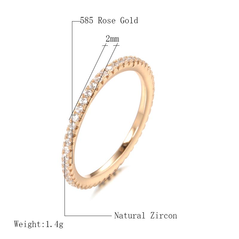 New Arrivals  Rose Gold Single Row Micro-Wax Inlay Natural Zircon Rings Women Wedding Party Trendy Fine Jewelry