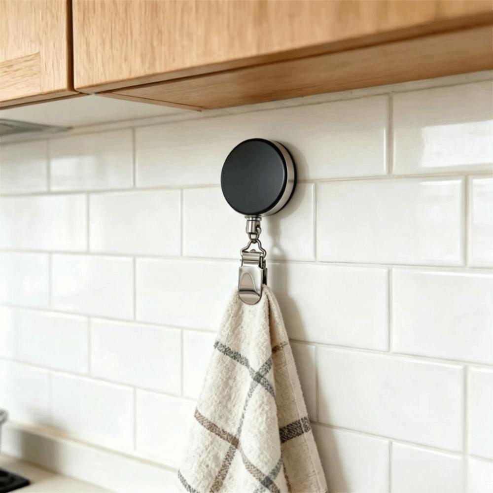 Retractable Buckle Retractable Towel Rack No Punching Automatic Retractable Wall Mount Towel Holder Auto Rebound Design
