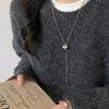 Persönlichkeits-Silberfarbe Edelstahl Herz-Zugverstellbare Anhänger Halskette für Frauen Charme Y2K Langer Halsband Schmuck Kein Verblassen