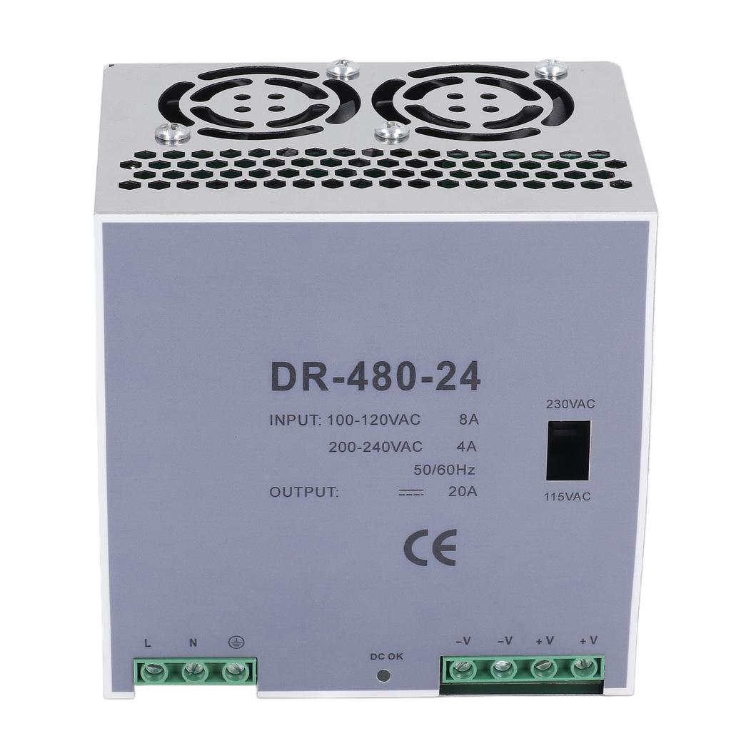 AC to DC Power Supply 480W Single Output DIN Rail Mount DC Switching Power Supply 100‑120VAC 200‑240VAC 24V