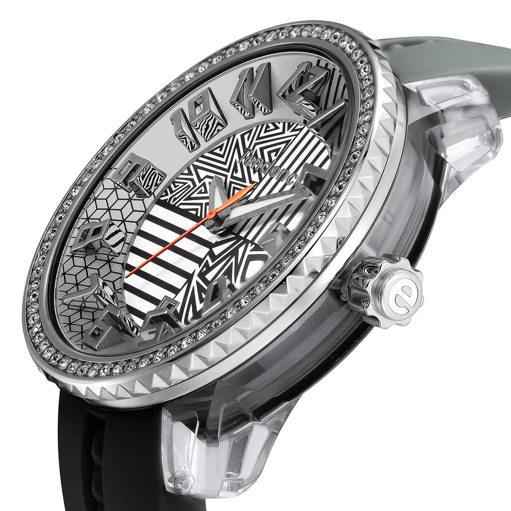 Tendence TY930066 Watch with Silver Stainless Mineral and Quartz Officially Imported Women's 42.5mm Dial, Steel, Glass, Movement, Black,