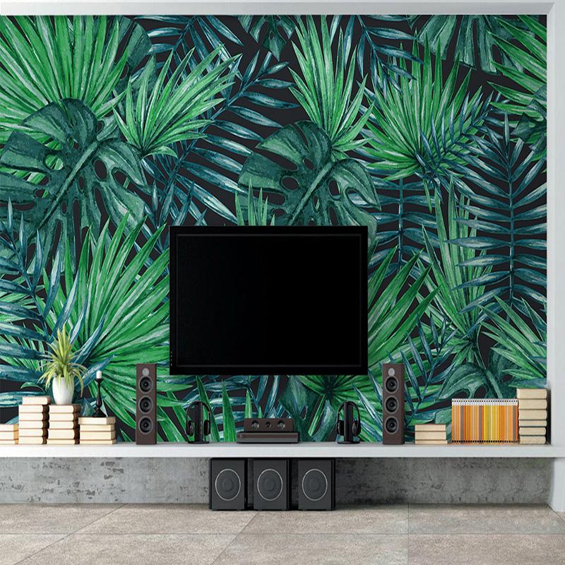 3D Nordic Rainforest Plants Wallpaper Green Leaves Murals Living Room TV Background Wall Mural House Decor
