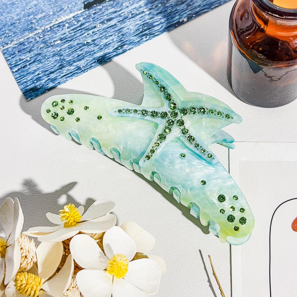 Ocean Series Acetate Diamond Starfish Grab Clip Premium Sense Back Head Disc Hair Shark Clip Hair Accessories