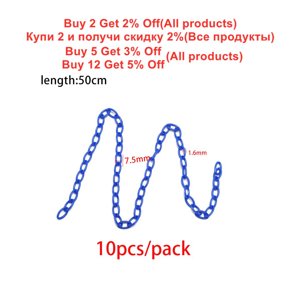 10pcs 50cm Colorful Acrylic Plastic Lobster Clasp Hook Link Chain For DIY Keychain Necklace Jewelry Making Connecter Accessories
