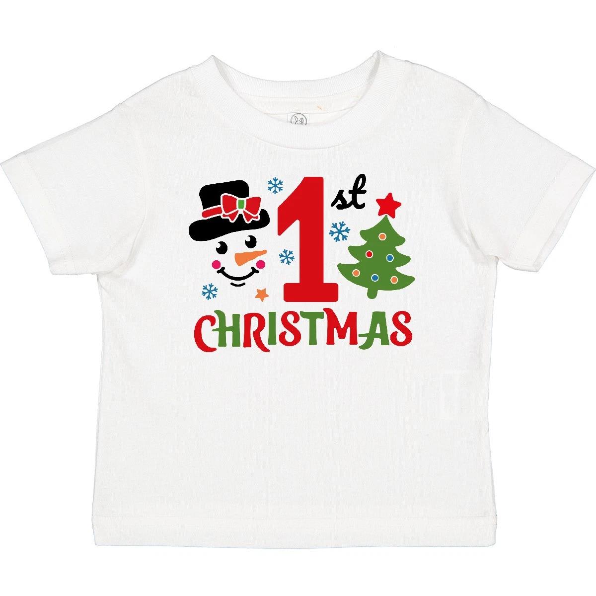 

Inktastic 1st Christmas Baby T-Shirt Holiday Snowman Tree Snowflakes Infant Tees 140