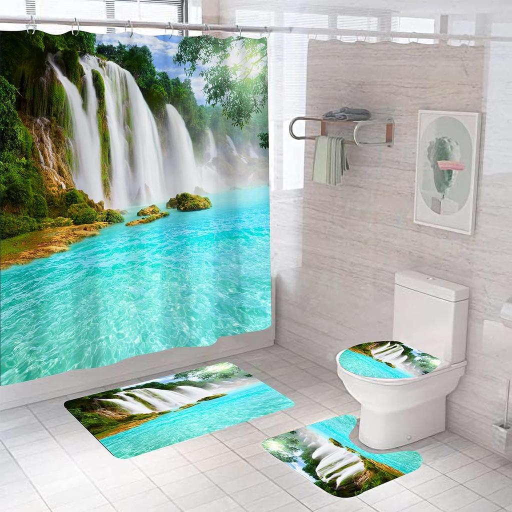 DDS-DUDES St. Patrick's Day Shower Curtain for Bathroom Green Clover Shamrock Irish Curtain Waterproof Fabric Machine Washable W