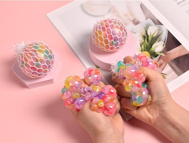 The Rainbow Bead Pressure Reducing Ball Squishy Fidget Toys Funny Stress Reliever Reduce Pressure Prop for Childrens and Adults
