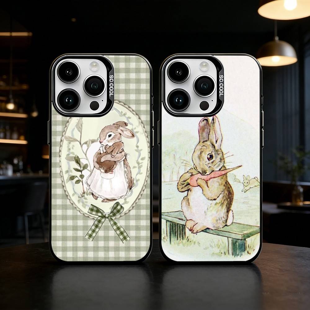 Cute P-Peter Rabbit Phone Case For iPhone 17,16,15,14,13,12,11,Pro Max,Plus Candy Silver Cover