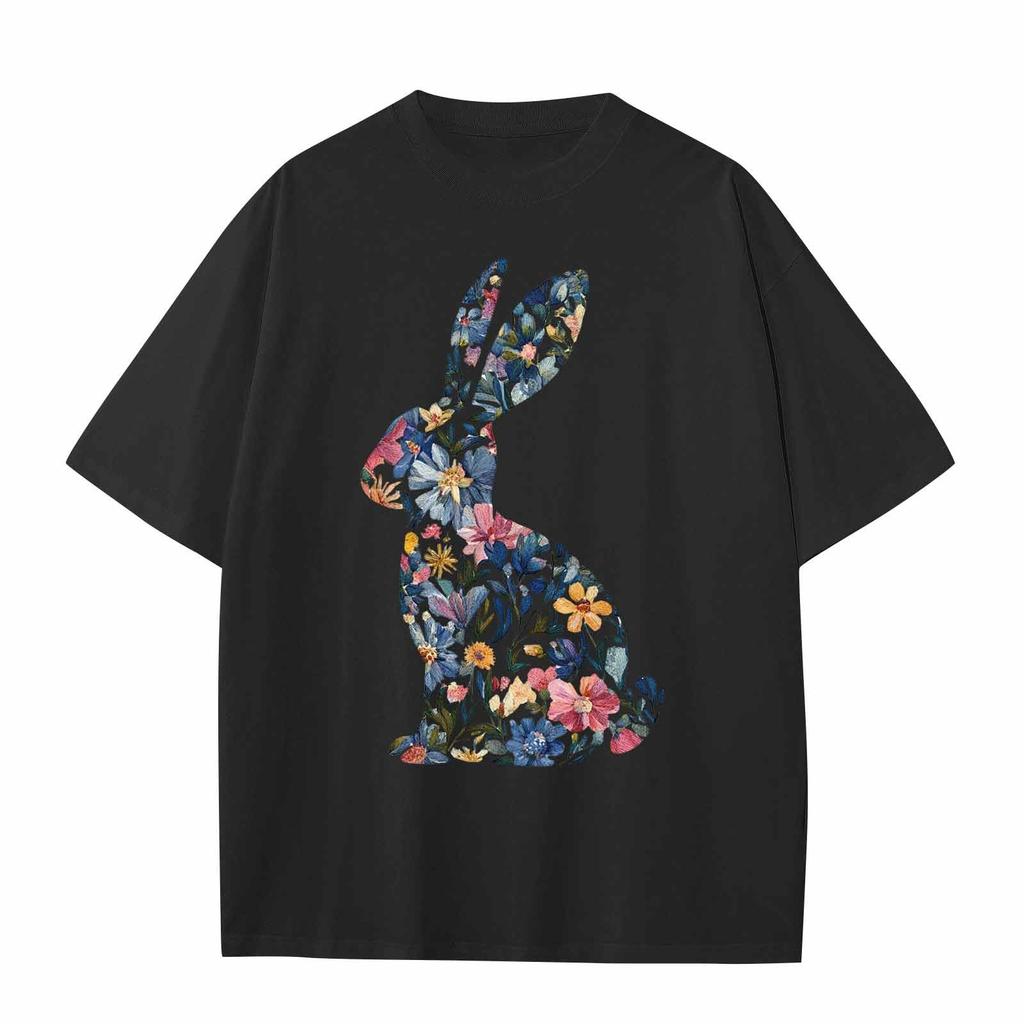 Boys And Girls Casual Loose Easter Print T-Shirt Round Neck Pullover Short Sleeve Top