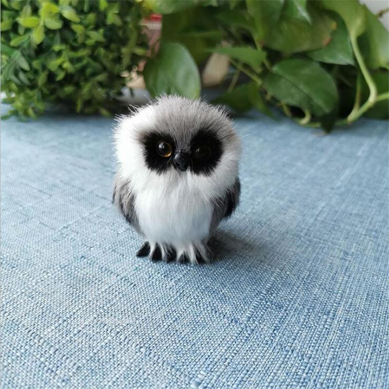 1pcs Cute Owl White Black Furry Handicraft Bird Ornament Decoration Adornment Simulation for Home Decor Mother's Day Gift