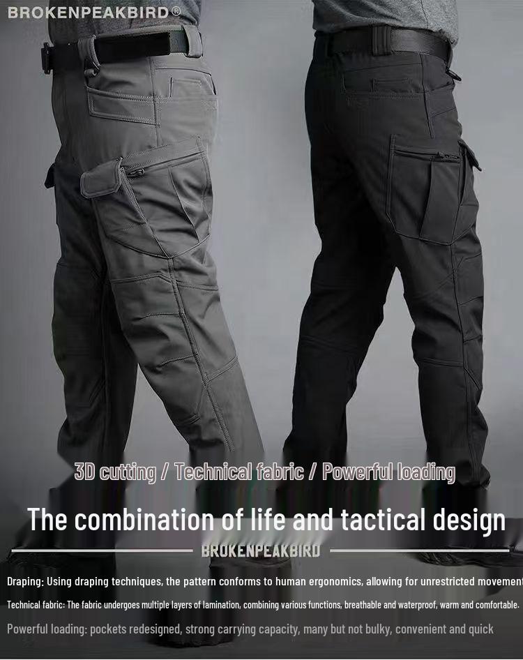 Men's IX7 Tactical Windproof Outdoor Softshell Pants - Winter Fleece-Lined, Waterproof, Warm.