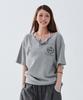 ESCAPEFROM [Escf X Hot Today] Heritage Horse Waffle Henley Neck Short Sleeve T-Shirt Gray