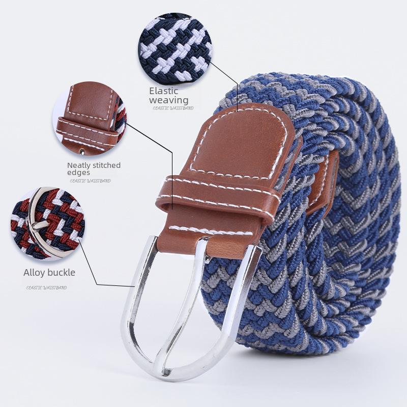 Handwoven Cross-Border Fashion Belt with Pin Buckle – Versatile Twill Men's & Women's Wide Elastic Waist Belt