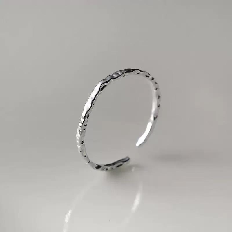 S925 Silver Textured Open Band Ring - Minimalist Design, Stackable, for Women’s Index Finger