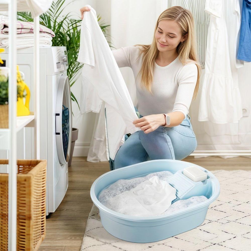 Bassine à laver épaissie en plastique grand bac à lessive pour laver les vêtements à la main