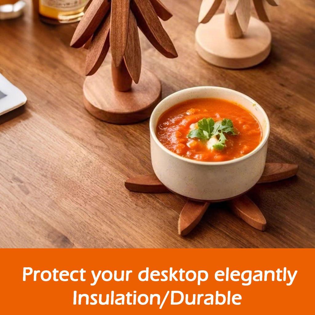 Wooden Tree Trivet Set Heat Resistant Coasters Christmas Decor Christmas Tree Trivets For Hot Dishes For Kitchen Counter Dishes