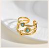 Stainless Steel Star Moon Ring for Women, Waterproof Layered Stackable Open Finger Ring, Boho Celestial Jewelry Adjustable