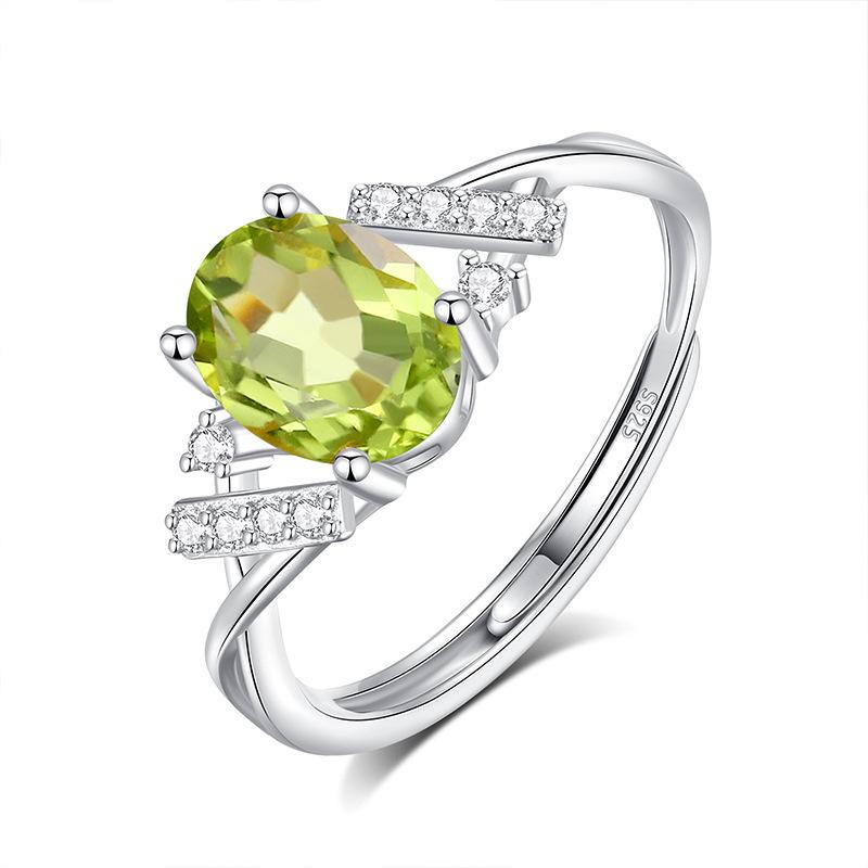 S925 Sterling Silver Ring Women's Natural Stone Crystal Ring, Niche Ins Women's European and American Cold Wind High-end Hand Jewelry Fashion Gifts