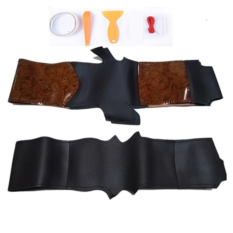 For Mercedes Benz Viano W639 Vito 2006-2011 DIY Non-slip Wear-resistant Car Steering Wheel Cover Cowhide Leather Black Interior