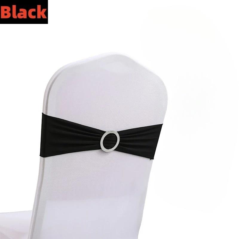 

10pcs High-end Hotel Wedding Decoration Butterfly Knot Backrest Flower Spandex Chair Ribbon Chair Cover Elastic Strap чёрный